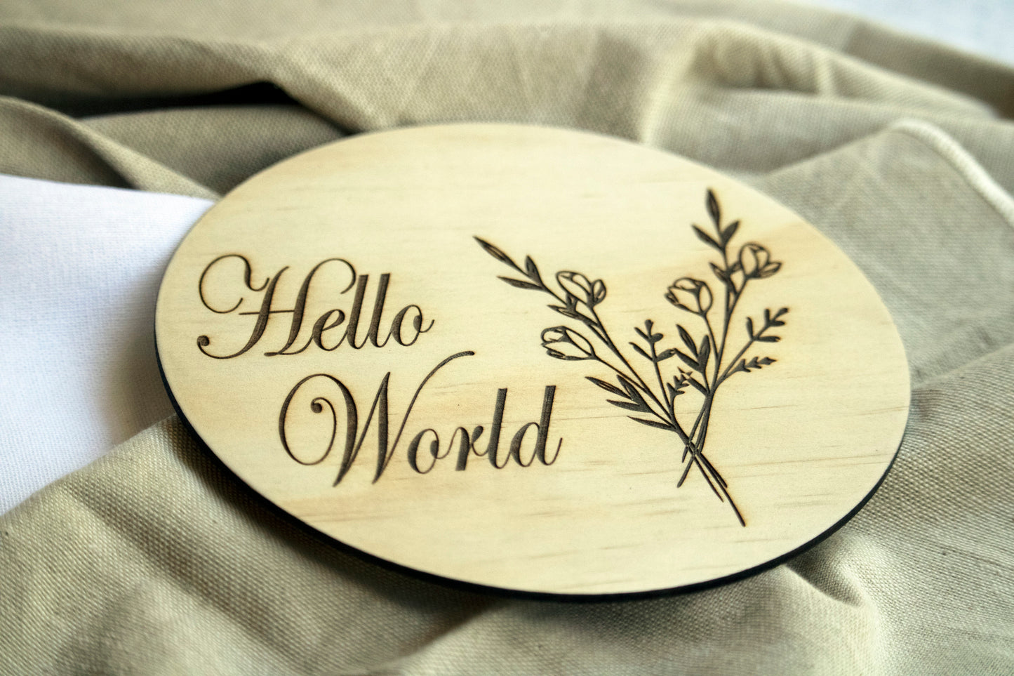 Hello World Plaque ◽ Timber Birth Announcement ◽ Nursery Decor