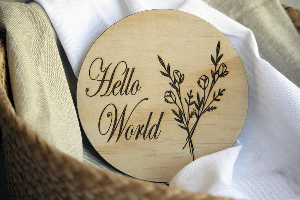 Hello World Plaque ◽ Timber Birth Announcement ◽ Nursery Decor